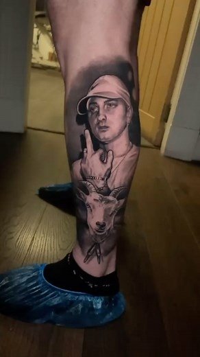 Amazing @eminem portrait by @bart_olson_tattoo 💥APPOINTMENTS AVAILABLE💥 👉DM TO BOOK | Dark Ink Gallery