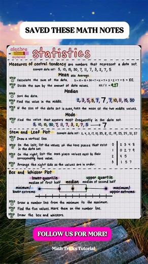 Statistics Math Notes | Math Tricks Tutorial