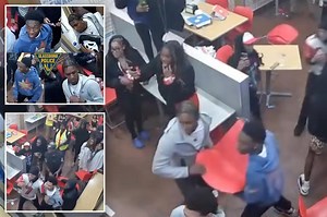 Violent brawl erupts in Domino’s as suspects hurl chair, strike officer’s head