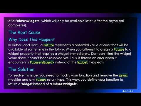 Solving the Future Widget Assignment Error in Flutter