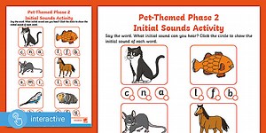 Interactive PDF: Pet-Themed Phase 2 Initial Sound Activity