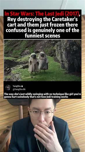 In The Last Jedi (2017), Rey’s moment leaves the caretakers completely stunned