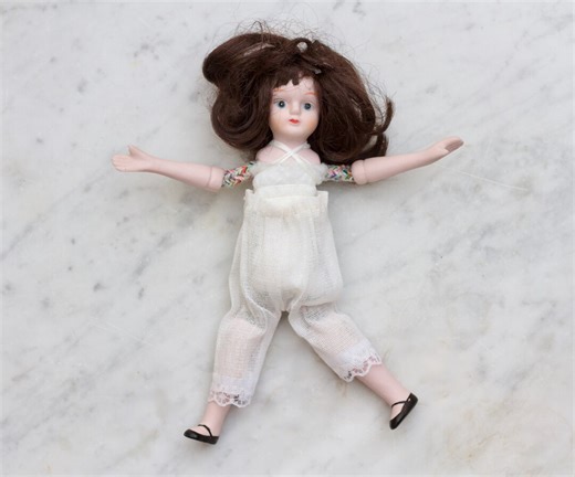 Vintage 8 Inch Bisque China Doll – Flexible Articulated Brunette - Etsy