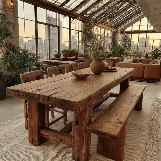 Solid Oak Live Edge Dining Table, Rustic Farmhouse Kitchen Furniture - Etsy
