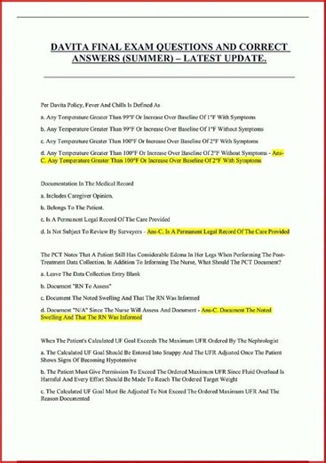 Davita Final Exam Questions And Correct Answers Summer Latesupdate video