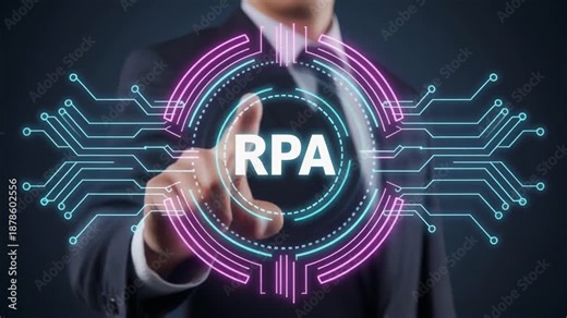A professional using RPA technology, highlighting innovation and automation in business workflows and processes.