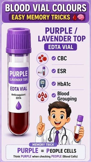 BLOOD SAMPLE VIAL COLOURS EASY MEMORY TRICKS #bloodsample #samplevialcolours #shortsfeed