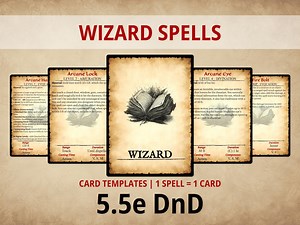 Wizard Dnd Spell Cards 2024 - 5.5e Printable PDF Spellbook - Etsy