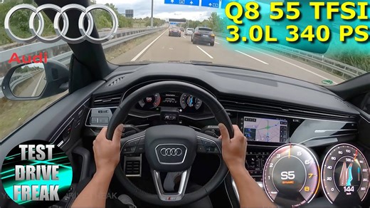 2022 Audi Q8 55 TFSI Quattro 340 PS top speed autobahn drive POV