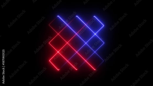 Straight neon lazer line color blue black background
