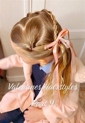How to do a heart valentines hairstyle 💕 Such a cute hairstyle for school 🏫 This one looked so cute with the rope braid and side ponytail 💕 I will pop our full rope braid tutorial in stories 💕 Valentines hairstyles part 9 💕 #hairstyle #tutorial #valentines #girlshair #schoolhairstyles