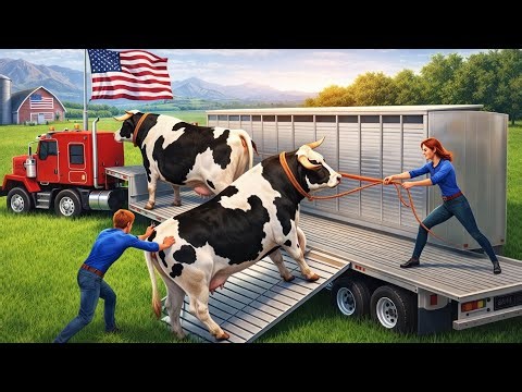 American Farm Animal Truck Game | Hauling Cattle Mission!
