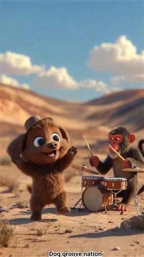 dance of joy 🎶 dog's 🐕 dancing monkey 🐒 drumming 🥁🌴 #cute #dog's #monkey #viral #dholdance #bebydog