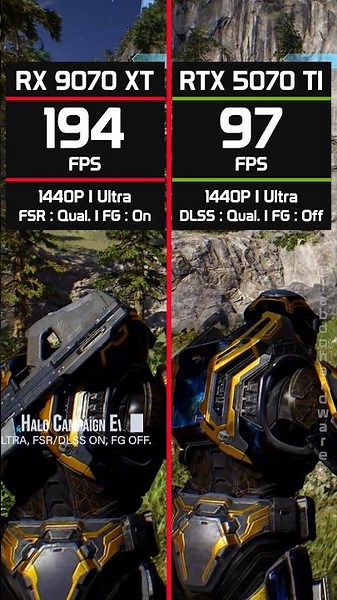 RTX 5070 Ti vs RX 9070 XT - The 1440p Halo Showdown #gpu #shorts