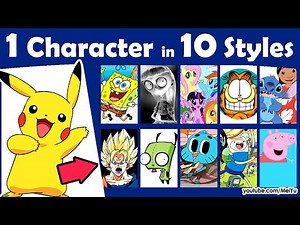 Draw Pikachu in 10 Art Styles Swap Challenge | 1 Character in 10 Styles, Fall Outfits eBook Release
