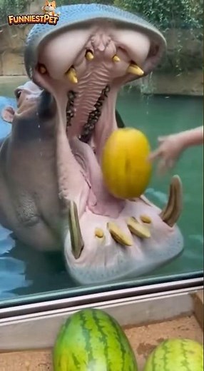 Hippo Devours Watermelons in One Bite! 😳🍉
