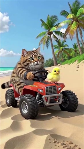 Go for a ride with the tabby cat. 🌈 跟虎斑貓一起去兜風 #cutecat