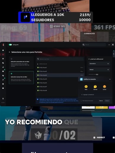 Configuración óptima de EXITLAG para Fortnite