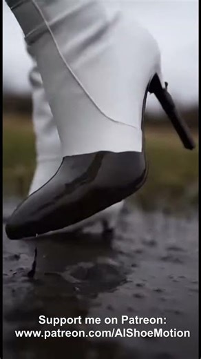👢🌧️ AI High Heel Overknee Boots Sinking in Mud | #bootsinmud #highheels #overknees #ai