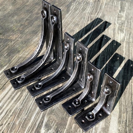 Metal Shelf Brackets 1.5" Wide: Black Rustic Farmhouse Corbels, Industrial Forged Iron Kitchen Shelf Brackets, Handcrafted Shelf Corbels - Etsy