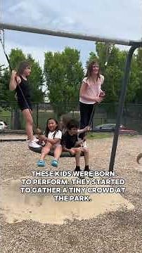 Theater kids bring their stage with them. Alone In The Universe from Seussical Jr. AT the playground