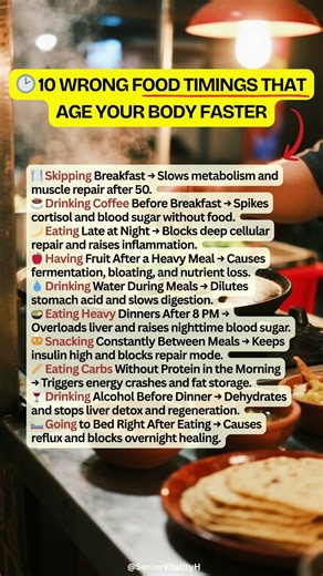 ⏰ 10 Wrong Food Timings That Age Your Body Faster