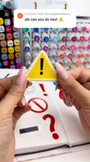 Creating a ⚠️ Sticker with Markers #art #diy #sticker #craft #youtubeshorts #drawing #cuteart