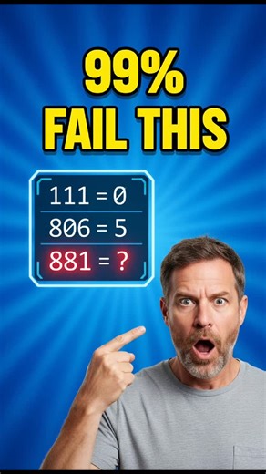 Sasmita on Instagram: "99% Fail This 'Simple' Math Sequence! (Can You Solve It?) Think you're good at math? This viral puzzle is breaking the internet because most people overthink it! Question: If 111 = 0, 808 = 5, and 906 = 3, what does 881 equal? Hint: It's not about calculation, it's about observation. Comment your answer below before the timer runs out! This tricky logic puzzle is designed to test your lateral thinking skills. Watch for the explanation and don't forget to subscribe for more