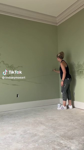 My favorite project ever: this hand painted dining room! Everything in this mural is personalized to my client’s beautiful homestead. The cows she adores, bee hives, her father-in-law’s tractor, the old barn sitting alongside her drive way. Thank you for trusting me with your vision! #mural #art #artist #nc #interiordesign #transformation #customhome