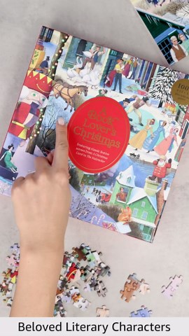 A Book Lover's Christmas A 1000-piece Jigsaw Puzzle — Includes Beautiful Illustrations of Christmas Scenes from Literature, find Your Favorite Characters!