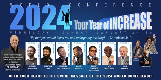 Don't miss Jonathan Cahn along with a great array of anointed ministers at the 2024 Your Year Of Increase World Conference at the Morris Cerullo Legacy International Center, January 25-28, 2024! Almost full! For more information and to register click here: https://mcwe.com/event/wc2024/ | Morris Cerullo World Evangelism