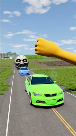Big & Small Cars vs Giant Hand Punch - BeamNG.drive