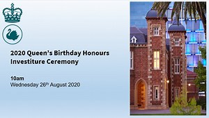 2020 Queen's Birthday Investiture Ceremony, 10am, Wednesday 26th August
