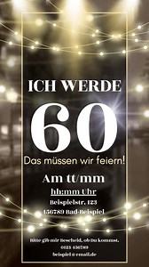 Einladung 60. Geburtstag digital | Canva Vorlage für WhatsApp-Video | personalisierte Einladung zum 60. Geburtstag selbst gestalten - Etsy.de