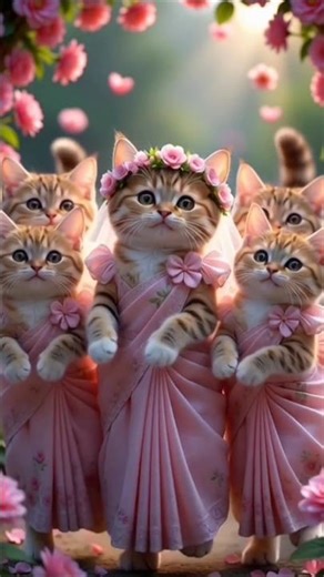 Flower Bride Cat Dance 🌸🐱 | Cutest Wedding Cats Ever #cat #cutecat