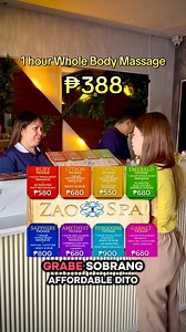 You deserve the best massage, For only ₱388, you can get 1 hour full body Signature Massage! Strictly no extra service. 📞 0917 176 2466 | (02) 86367127📍 13th Street Pacita 1 San Pedro, Laguna⏰ 1:00 pm to 12:00 am | Zao Spa
