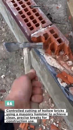 Brick Cutting Hack with Hammer 🔨 #construction #DIY #masonry
