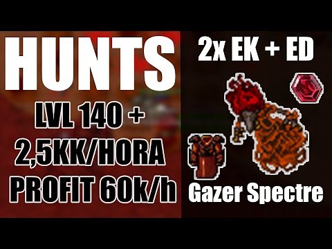 [TIBIA] Hunt GAZER Spectre DUO Lvl 140+ 2.5kk a 4kk XP/HR (Trapando os Thanatursus) para low level