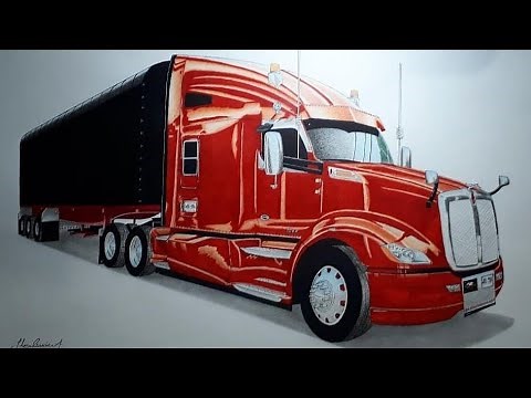 Cómo dibujar Paso a paso una Kenworth | Realistic Truck Drawing Kenworth T680 😱 🇨🇴