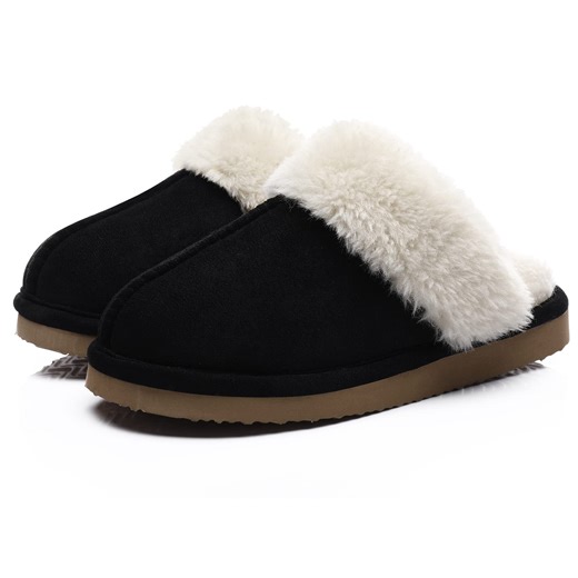 Litfun Women's Fuzzy Memory Foam Slippers Warm Comfy Winter House Shoes, Black, Size 10.5-11