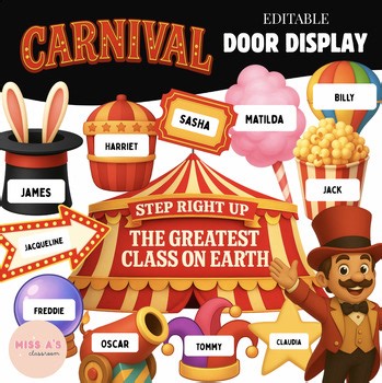 Circus / Carnival Classroom Theme| Door Display & Name Tags | Back to School
