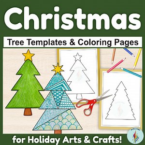 Triangle Christmas Tree Craft Template, Blank Outline Shapes Coloring Sheet