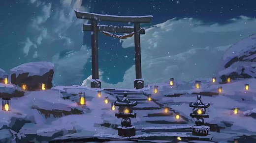 Snowlit Torii Gate Live Wallpaper