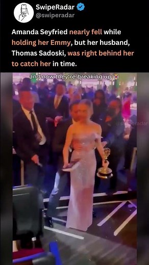 Amanda Seyfried Almost FALLS With Her Emmy But Her Husband Saved Her! 😭❤️ | #AmandaSeyfried