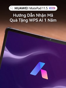 🎁 Nhận WPS AI miễn phí 1 năm cùng HUAWEI MatePad 11.5 2026 Mua HUAWEI MatePad 11.5 2026, bạn không chỉ nhận combo bút HUAWEI M-Pencil thế hệ 3 và bàn phím, mà còn được tặng 1 năm trải nghiệm WPS AI miễn phí. Vào AppGallery > Tôi > Quà tặng > WPS AI để nhận mã và kích hoạt dễ dàng. 📌 Lưu ý: Nhận mã trong 30 ngày từ lần đầu kích hoạt thiết bị và sử dụng trong 90 ngày sau khi nhận. #HuaweiMobile #HUAWEIMatePad11.5 #MatePad