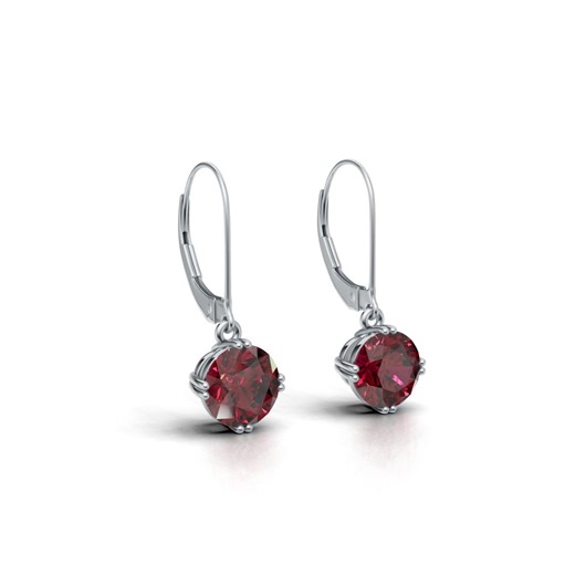 Lab Ruby Drop Earrings 7mm Round | Leverback Ruby Earrings | July Birthstone Jewelry | Red Gemstone Earrings Gift for Her - Etsy