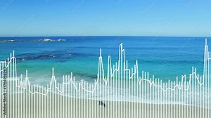 Audio visualizer pulsing bars and waveform rising triggered by audio to show audio energy