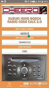 SUZUKI IGNIS RADIO CODE CALC FOR SUZUKI IGNIS AND SUBARU JUSTY G3X - BOSCH BLAUPUNKT