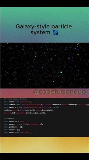 Galaxy-style particle system 🌌 #css #html5 #css3 #html #programmer #cssanimation #javascript