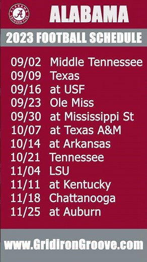 2023 Alabama Crimson Tide Football Schedule